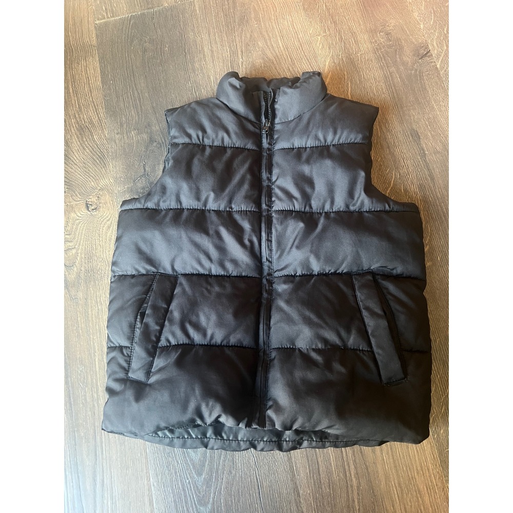 Old Navy Boys Puffer Vest Black Mock Neck Zip Up Quilted Sleeveless Jacket M 8